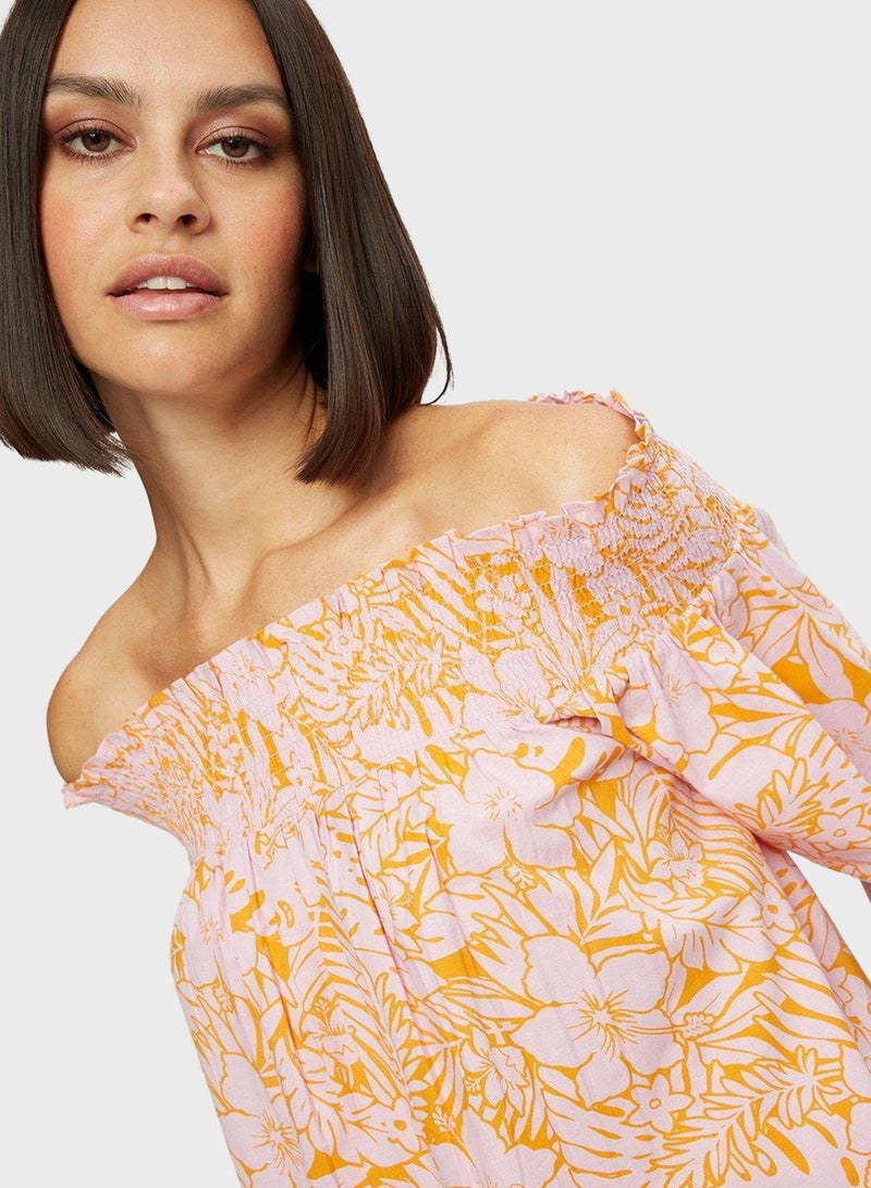 DOROTHY PERKINS Bardot Floral Print Top - Image 3
