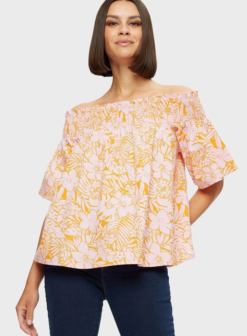 DOROTHY PERKINS Bardot Floral Print Top - Image 4