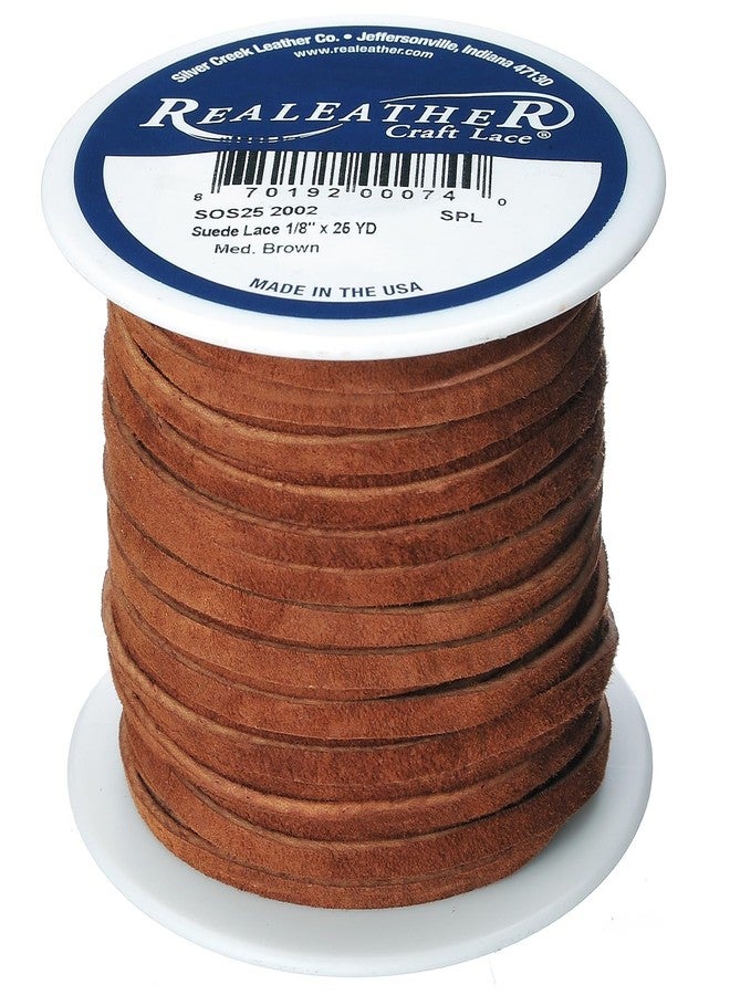 Realeather Silver Creek Leather Co Realeather SOS25-2002 Suede Leather Lace for Crafts and Jewelry Making, 0.125" x 25', Medium Brown, 1-Spool - Image 1