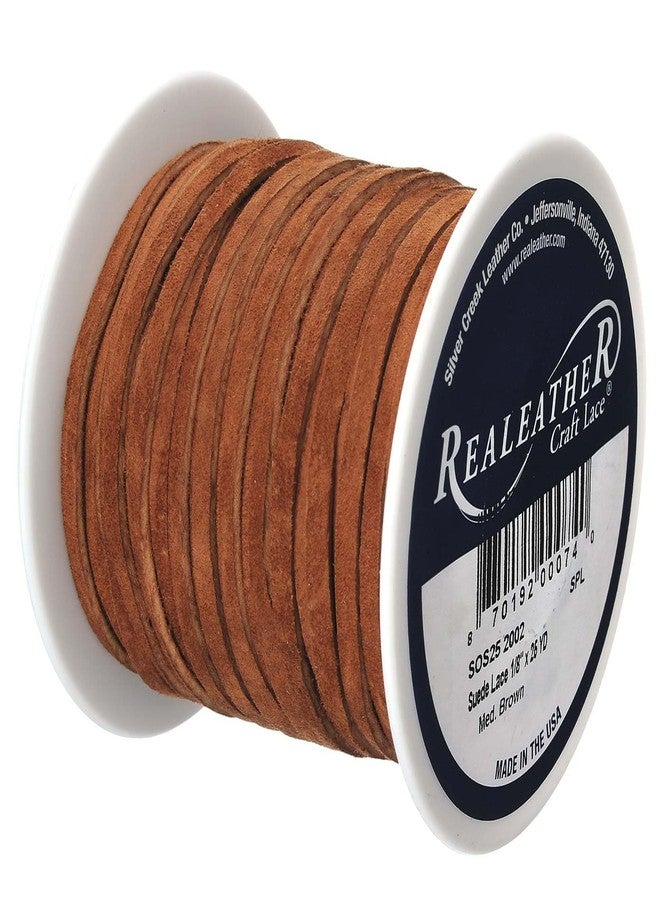 Realeather Silver Creek Leather Co Realeather SOS25-2002 Suede Leather Lace for Crafts and Jewelry Making, 0.125" x 25', Medium Brown, 1-Spool - Image 2