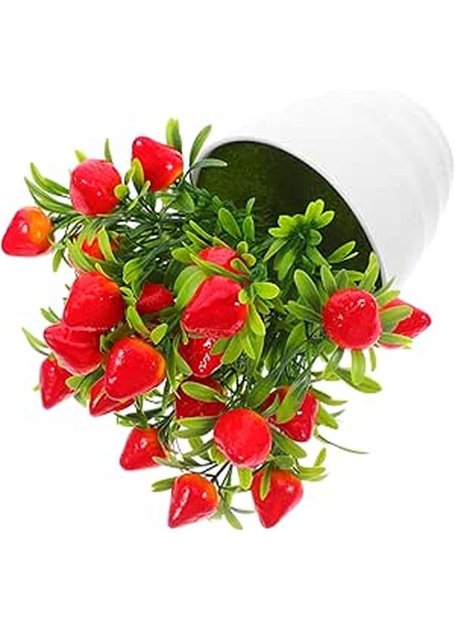 Artificial Strawberry Bonsai Plant Faux Fruit Decor For Wedding Party Centerpiece - Image 1