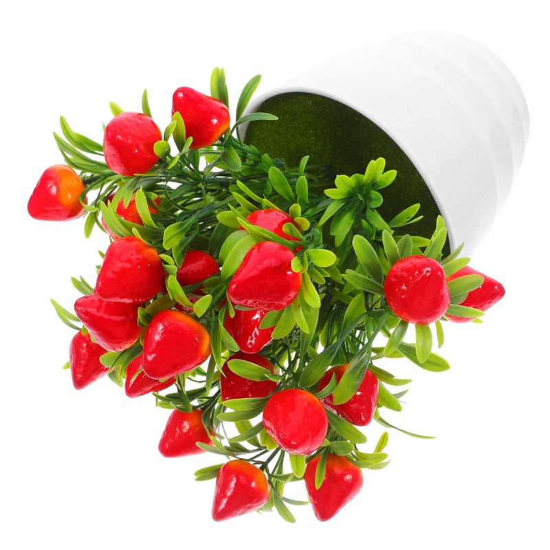 Artificial Strawberry Bonsai Plant Faux Fruit Decor For Wedding Party Centerpiece - Image 2