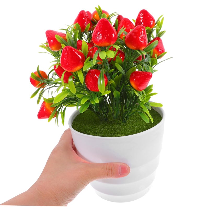 Artificial Strawberry Bonsai Plant Faux Fruit Decor For Wedding Party Centerpiece - Image 5
