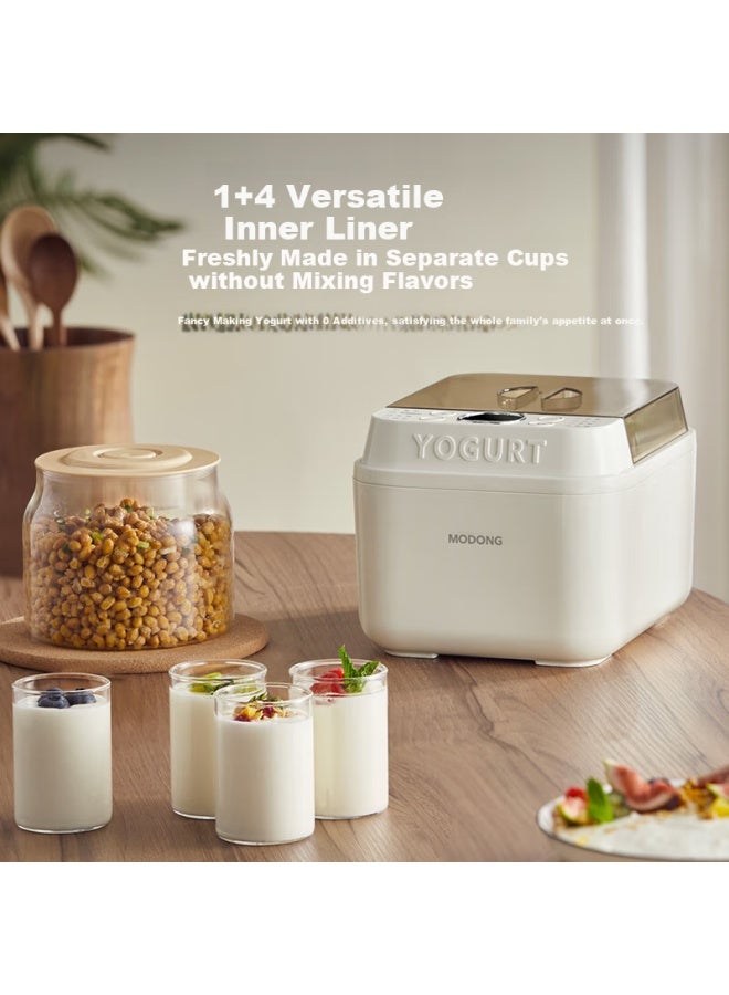 مو دونغ Moyan Yogurt Maker، صانع أرز النبيذ المنزلي التلقائي، خزان داخلي زجاجي بالكامل 1 لتر من درجة الأطفال، تخمير الزبادي، 4 أكواب، Md-snj01s - Image 1
