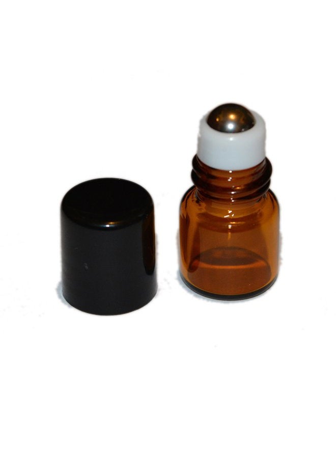 Simply Essential Solutions 100pcs 1mL (1/4 dram) Amber Mini Glass Stainless Steel Roller Bottle 1cc Amber Sample Vial Small Essential Oil Bottle Travel Must + one 7 Chakra Bracelet with Volcanic Lava for essential oil diffusing - Image 4