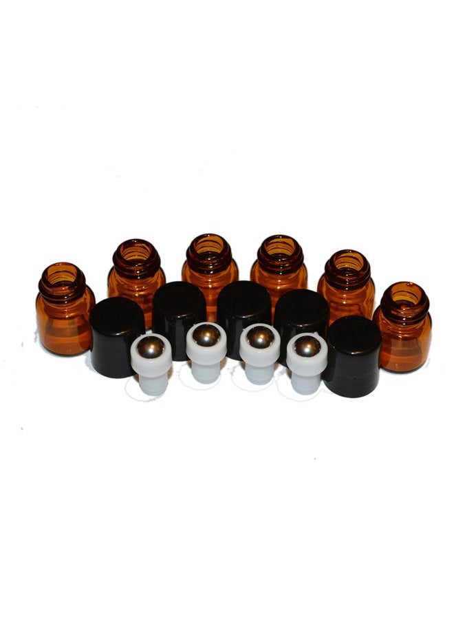 Simply Essential Solutions 100pcs 1mL (1/4 dram) Amber Mini Glass Stainless Steel Roller Bottle 1cc Amber Sample Vial Small Essential Oil Bottle Travel Must + one 7 Chakra Bracelet with Volcanic Lava for essential oil diffusing - Image 3