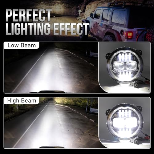 OPP ULITE Dream Chasing Color Halo JL Led Headlights 9inch Built-in Canbus, Amber Turn Signal Light, 2 Brackets 4inch Fog Lights for Jeep Wrangler JL Headlight Sahara Rubicon Gladiator JT 2018-2023 - Image 2