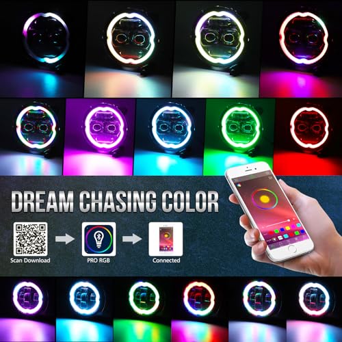 OPP ULITE Dream Chasing Color Halo JL Led Headlights 9inch Built-in Canbus, Amber Turn Signal Light, 2 Brackets 4inch Fog Lights for Jeep Wrangler JL Headlight Sahara Rubicon Gladiator JT 2018-2023 - Image 3