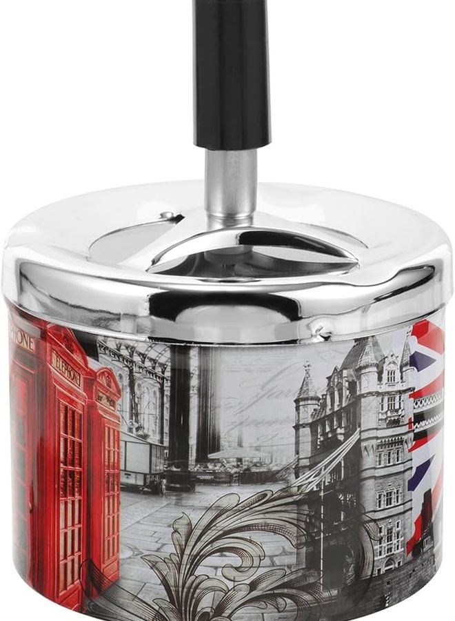 Rotatable Lid Metal Cigarette Ashtray Smokeless Automatic Extinguishing Desktop for Home Office - Image 1