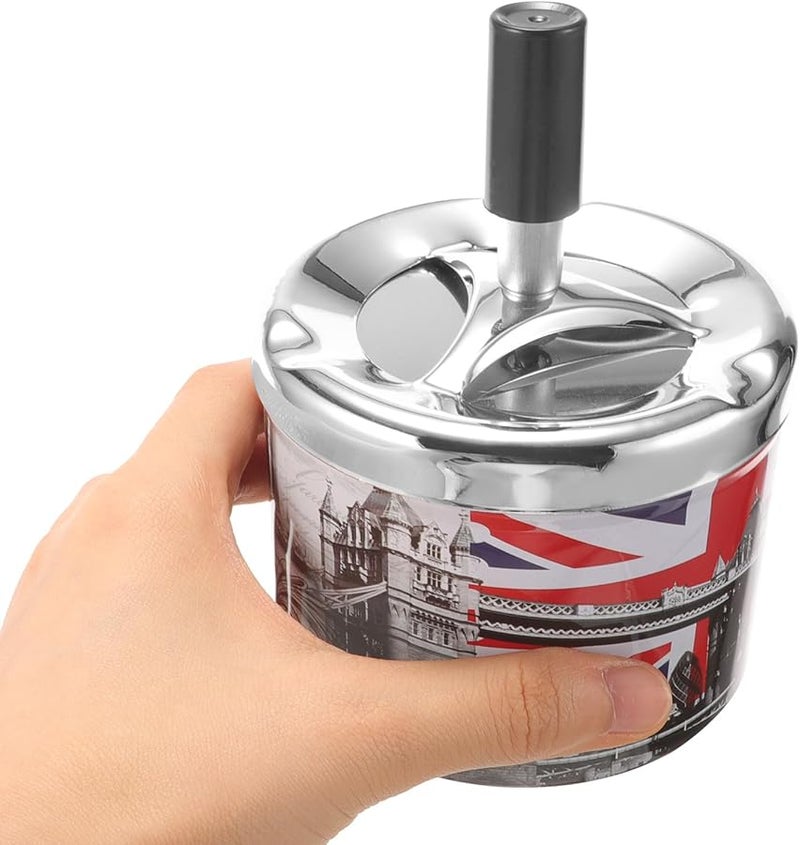 Rotatable Lid Metal Cigarette Ashtray Smokeless Automatic Extinguishing Desktop for Home Office - Image 5