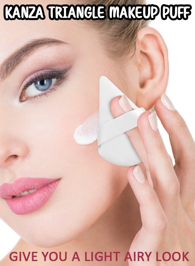 Kanza مجموعة من 8 قطع من إسفنجة البودرة المثلثة من القطن الخالص، مجموعة إسفنجة مكياج من القطيفة، منتفخة بودرة ناعمة للوجه والجسم، إسفنجة كريم أساس لمستحضرات التجميل لوضع مكياج الوجه تحت العين - Image 2