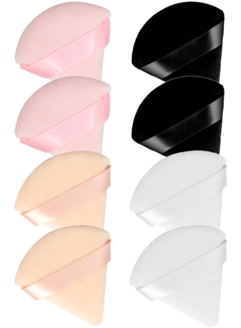 Kanza مجموعة من 8 قطع من إسفنجة البودرة المثلثة من القطن الخالص، مجموعة إسفنجة مكياج من القطيفة، منتفخة بودرة ناعمة للوجه والجسم، إسفنجة كريم أساس لمستحضرات التجميل لوضع مكياج الوجه تحت العين - Image 1