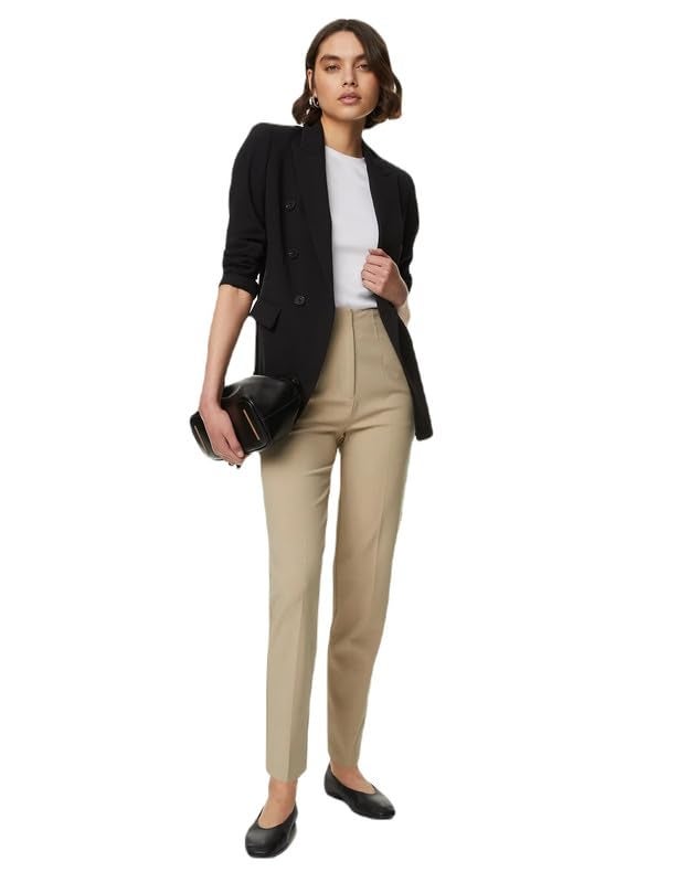 Marks & Spencer Tapered Ankle Grazer Trousers Natural Beige - Image 1