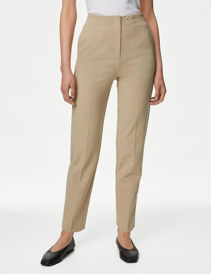 Marks & Spencer Tapered Ankle Grazer Trousers Natural Beige - Image 4