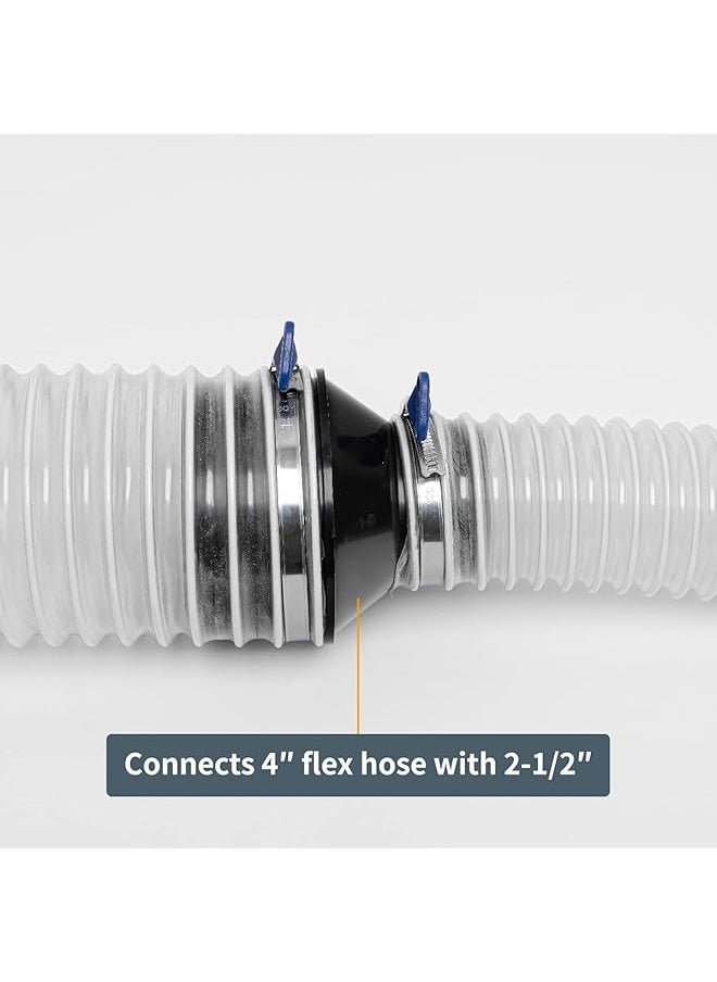 POWERTEC - 70136 4 Inch Hose To 2 1 2 Inch Hose Cone Reducer Dust Collection Fittings For Dust Collection Hose Dryer Vent Hose And Shop Vacuum Hose Connection 1 Pack - Image 1