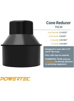 POWERTEC 70136 4 Inch Hose To 2 1 2 Inch Hose Cone Reducer Dust Collection Fittings For Dust Collection Hose Dryer Vent Hose And Shop Vacuum Hose Connection 1 Pack  - Image 4
