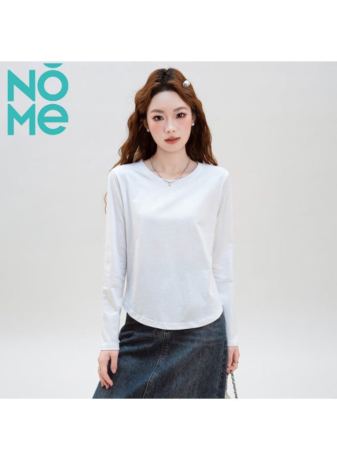 Nome Autumn And Winter New Round Neck Slim-fit Long-sleeve T-shirt For Women, Body-hugging Waist-cinching Base Layer Inner Wear, White, S - Image 4