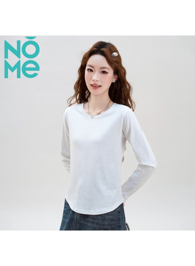 Nome Autumn And Winter New Round Neck Slim-fit Long-sleeve T-shirt For Women, Body-hugging Waist-cinching Base Layer Inner Wear, White, S - Image 2