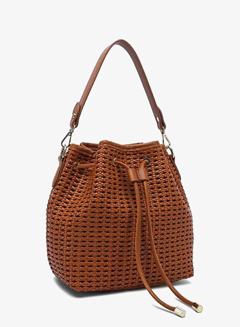 Fyor Lattice-Weave Drawstring Bucket Bag TKC 005