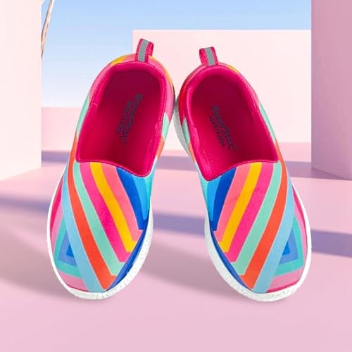 KazarMax Kids Girls Illusion Stripes Printed Loafers | Casual | Slip On Shoes -1 UK - Image 2