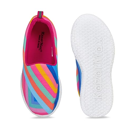 KazarMax Kids Girls Illusion Stripes Printed Loafers | Casual | Slip On Shoes -1 UK - Image 5