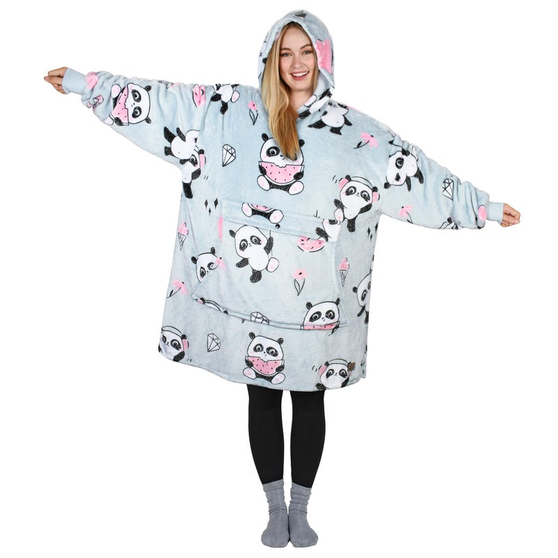 Catalonia Catalonia Panda Print Oversized Blanket Hoodie Sweatshirt  Wearable Fleece Pullover for Adults Men Women  - Image 1