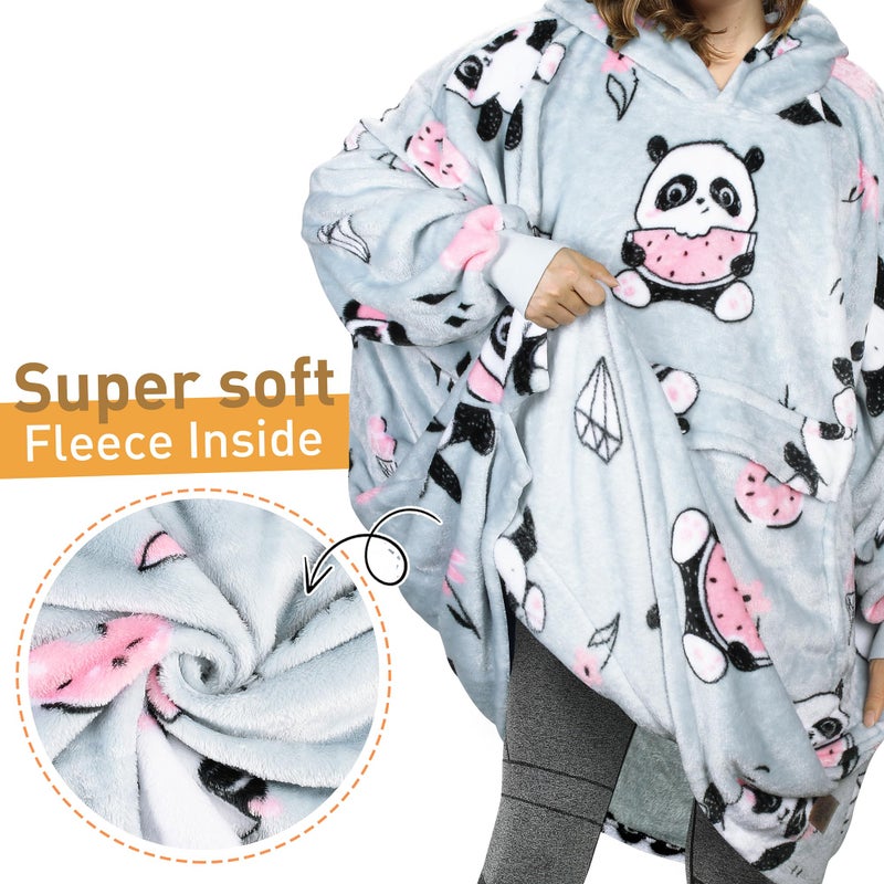 Catalonia Catalonia Panda Print Oversized Blanket Hoodie Sweatshirt  Wearable Fleece Pullover for Adults Men Women  - Image 3