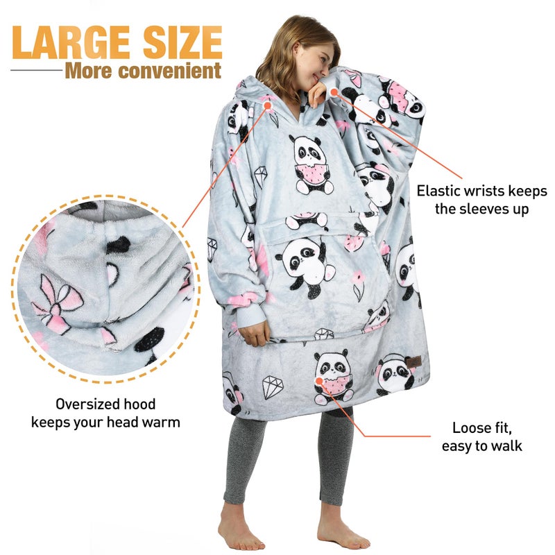 Catalonia Catalonia Panda Print Oversized Blanket Hoodie Sweatshirt  Wearable Fleece Pullover for Adults Men Women  - Image 4