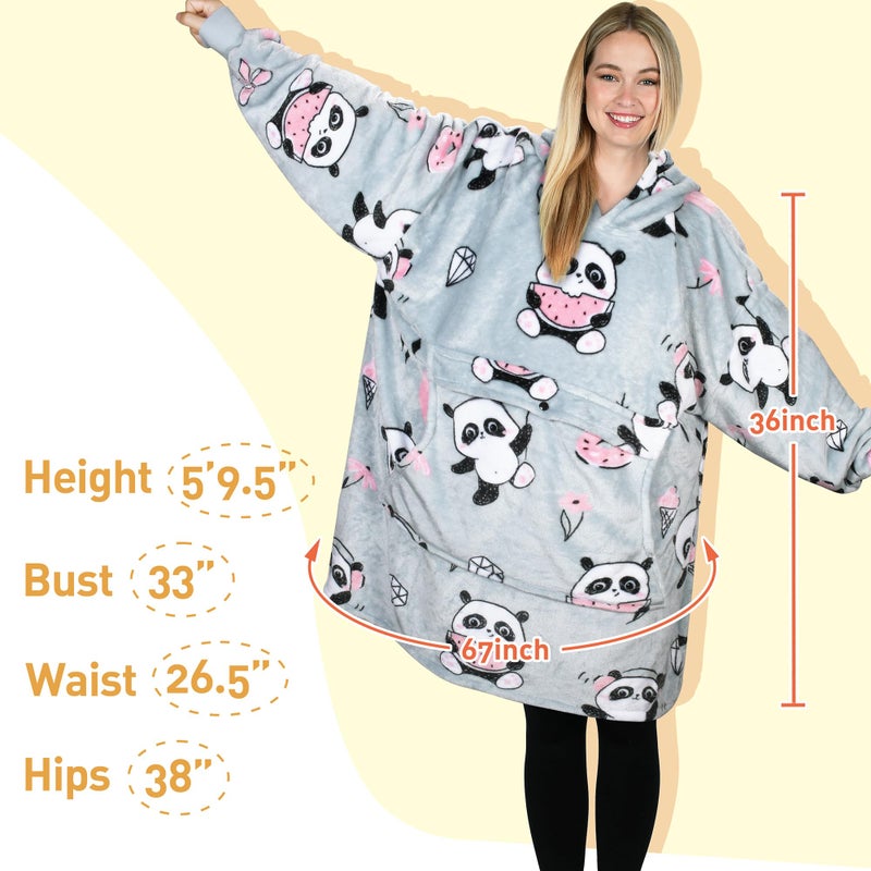 Catalonia Catalonia Panda Print Oversized Blanket Hoodie Sweatshirt  Wearable Fleece Pullover for Adults Men Women  - Image 5