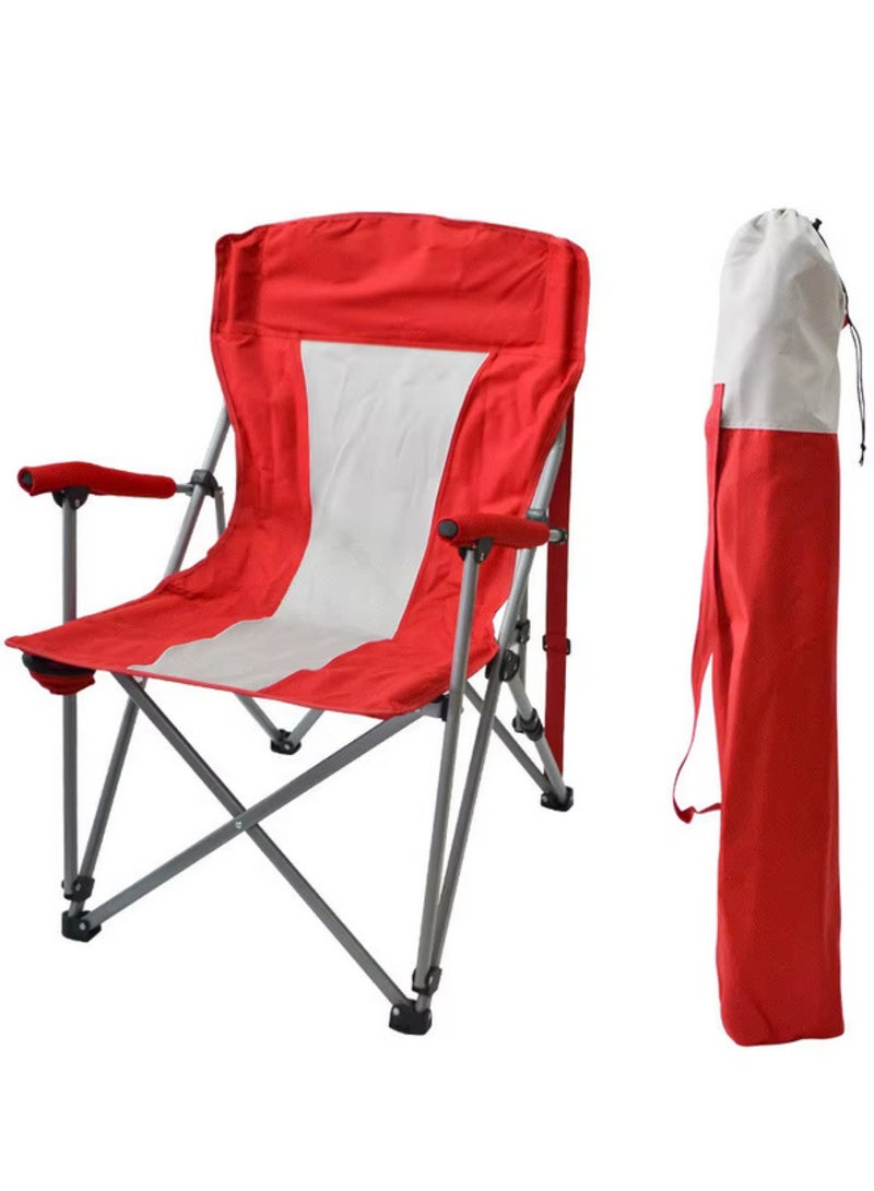 GO2CAMPS Premium Quality and Durable Lightweight Foldable Camping Chair with Armrests & Built-in Cup Holder and Carry Bag – Heavy Duty Portable Outdoor Folding Chair for Desert Camping, Garden Relaxation, Fishing, Beach Trips, Outdoor Travel, Hiking and Picnics – Comfortable & Compact Design – 63 x 63 x 98 cm - Image 3