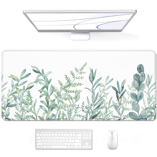 Auhoahsil Large Mouse Pad, XXL Gaming Mousepad, Desk Mat for Desktop, Thick Rubber, Big & Long Size, Stitched Edges, Full Desk Pad for Laptop & Computer, Extended 31.5 x 11.8 in, Minimalist Leaves - Image 1