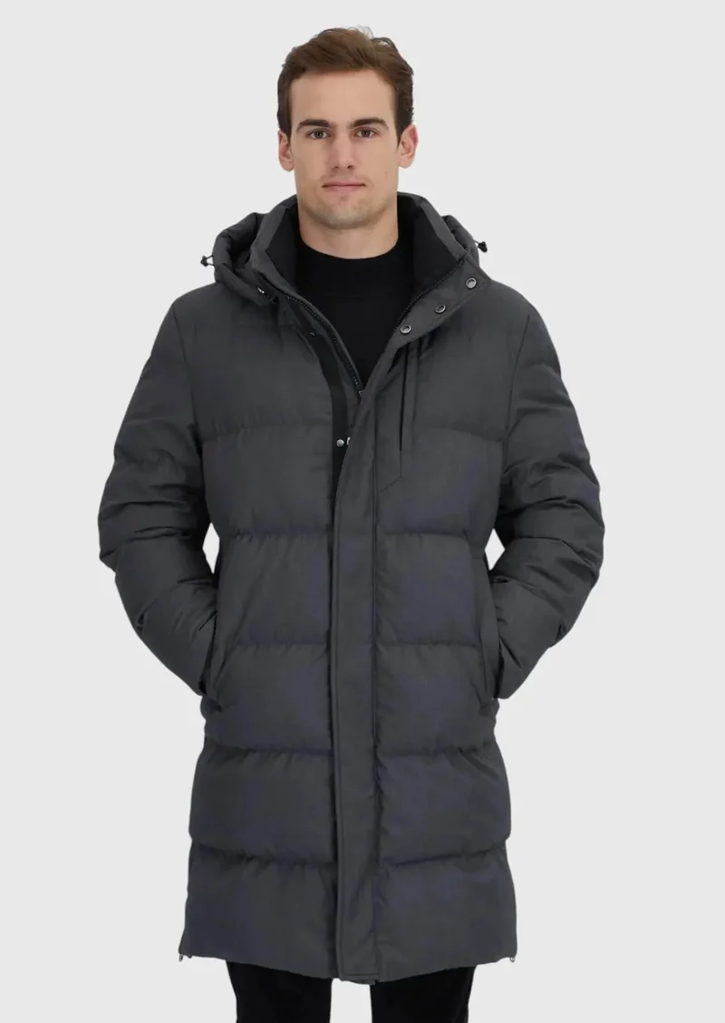 RAMSEY Grey Regular Fit Hooded Casual Weaving Coat