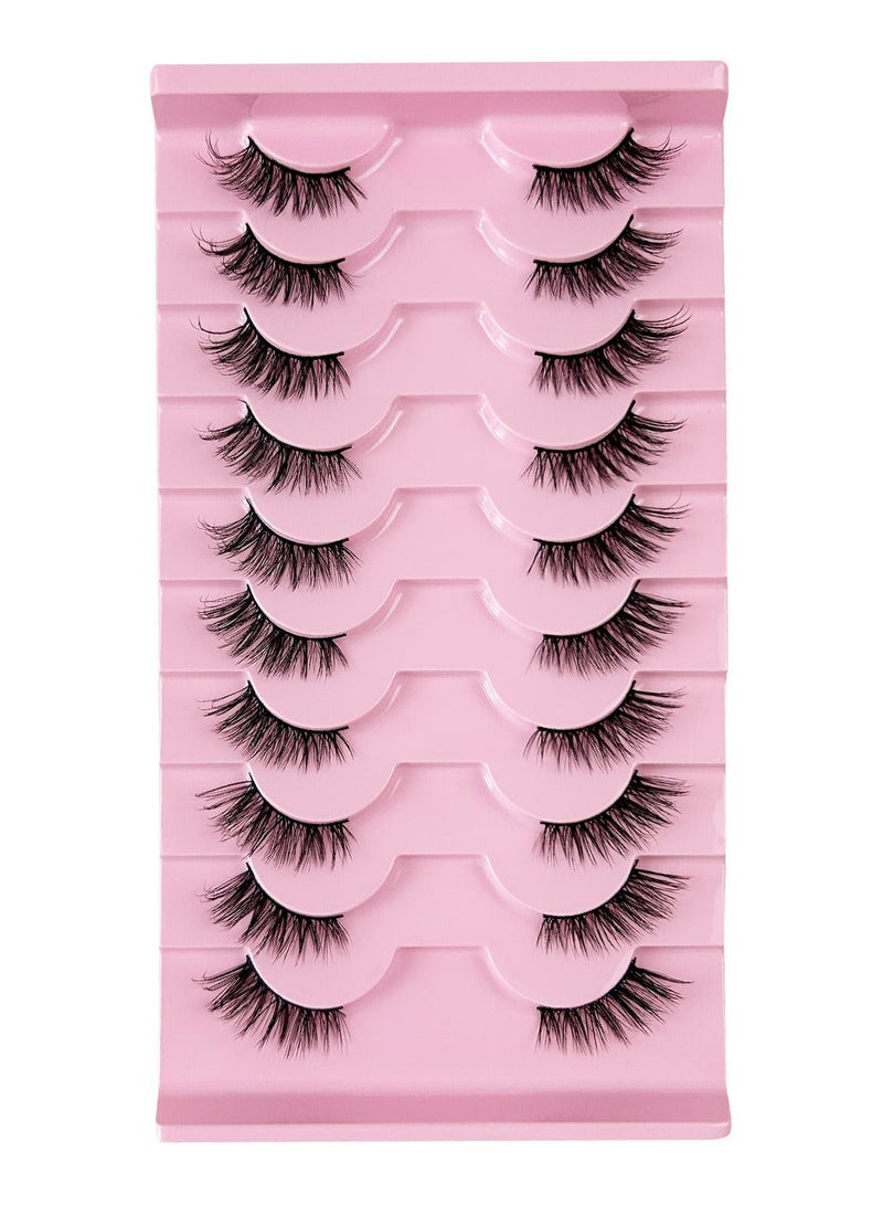 10-Pair False Eyelashes Set 8D Volumizing Lashes Natural, Fine, Multi-Layer False Eyelashes Curled Lash Extensions Eye-Enhancing Eyelash Kit (6-13mm) - Image 2