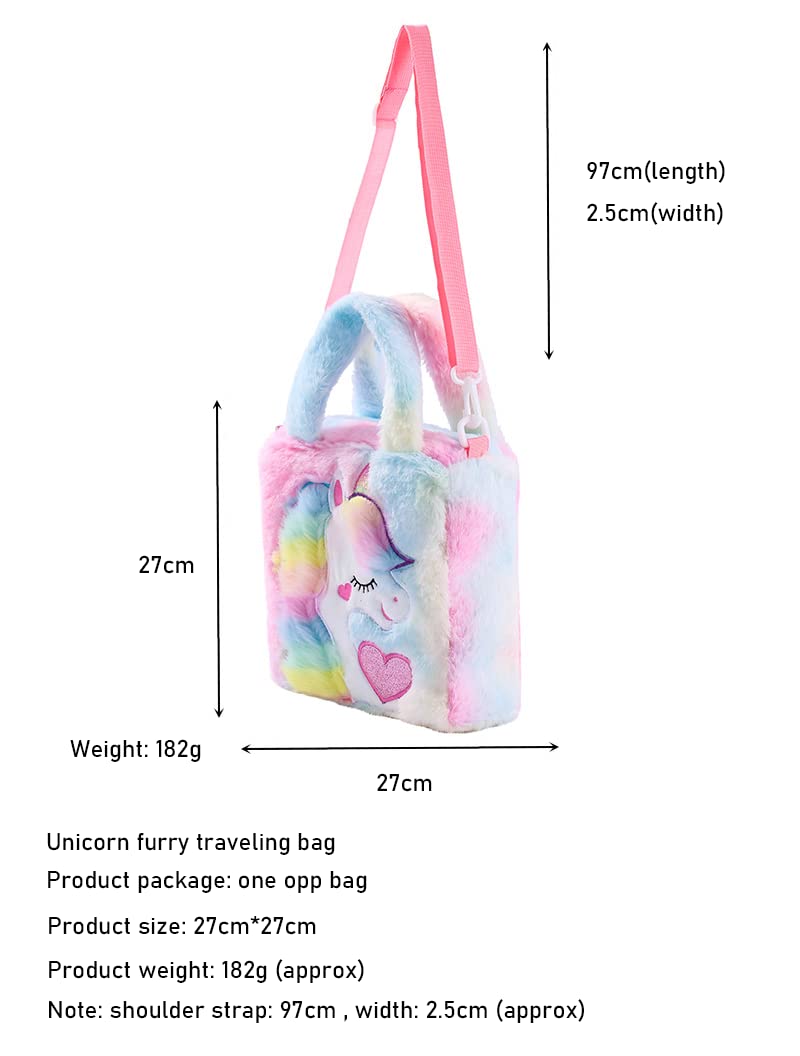 ADISA Unicorn Toddler Bag Princess Fur Crossbody Handbags Gift for Girls - Image 2