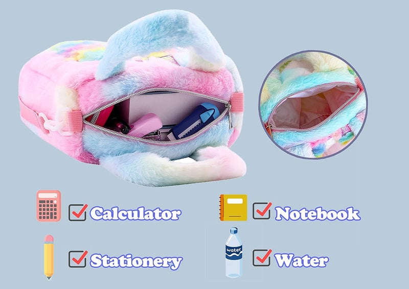 ADISA Unicorn Toddler Bag Princess Fur Crossbody Handbags Gift for Girls - Image 4