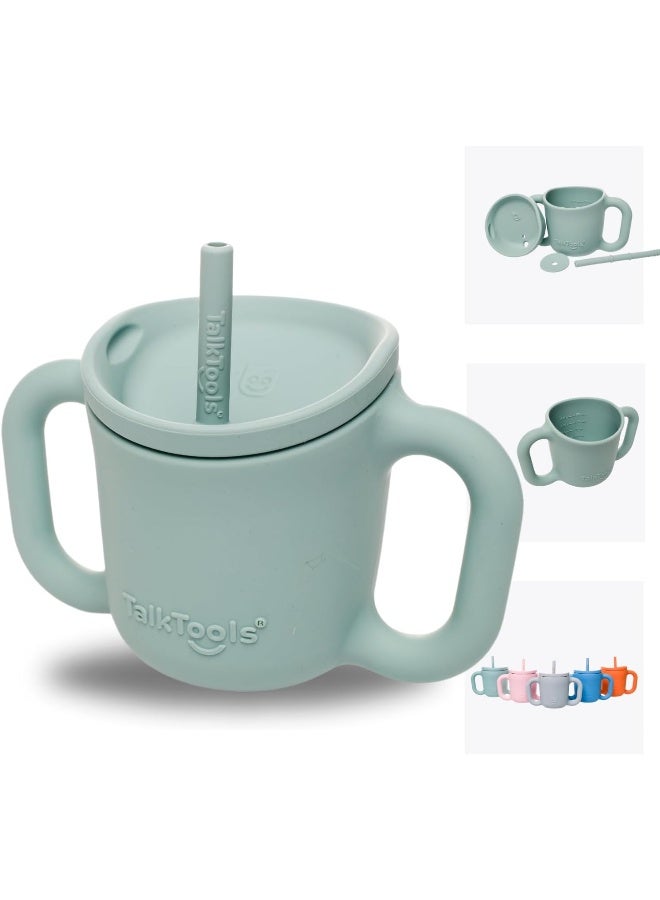 TalkTools ITSY Silicone Training Cup – Mini Straw Cup for Baby - Anti Leak, Spill Proof and BPA Free Cup with Straw Insertion for Kids (Sage) - Image 1