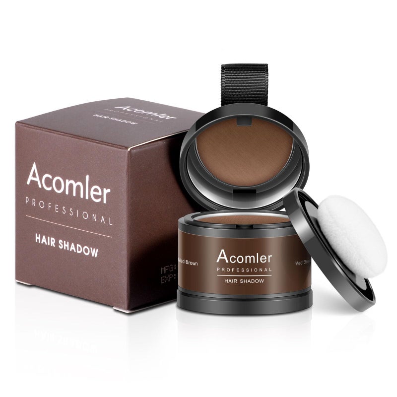 Acomler Root Cover Up Powder for Thinning Hair, Grey Coverage, and Bald Spots - Medium Brown for Hairline Shadow and Beard Line - Image 2