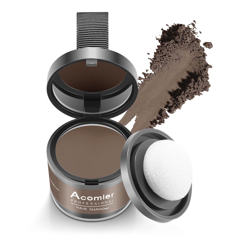 Acomler Root Cover Up Powder for Thinning Hair, Grey Coverage, and Bald Spots - Medium Brown for Hairline Shadow and Beard Line - Image 1