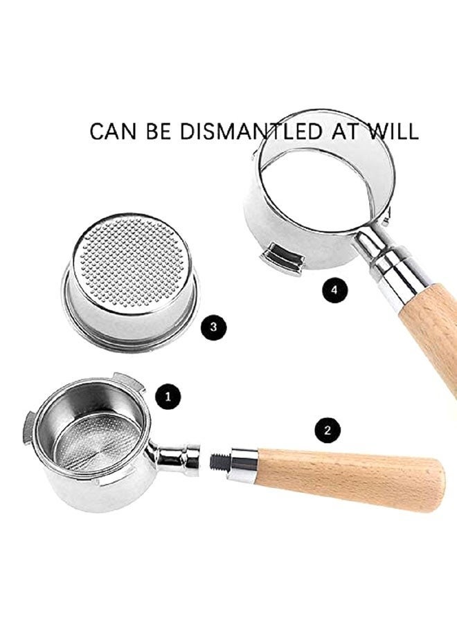 Captaintech Stainless Steel Portafilter With Wooden Handle Silver/Beige 51x220mm - Image 3