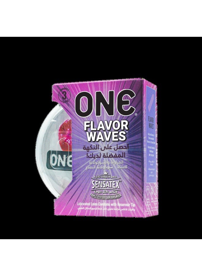 One Condoms Flavor Waves | Three Irresistible Flavours | Chocolate Strawberry | Bubblegum | Mint Chocolate | 3 Count - Image 2