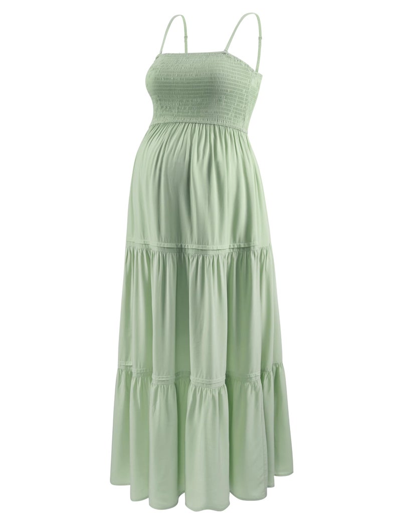 ZucHugzo Maternity Casual Maxi Dress with Removed Strap, Stapless Bohemian Beach Long Photoshoot/Baby Shower Dresses Sage L - Image 1
