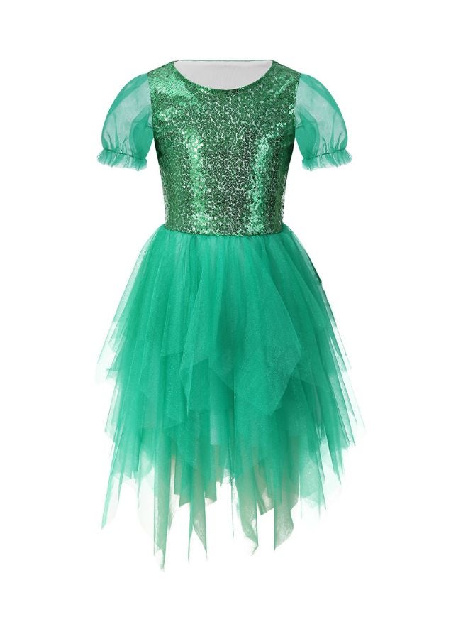 Loquat Girls Sequined Puff Sleeve Princess Dress Performance Costume - Image 1