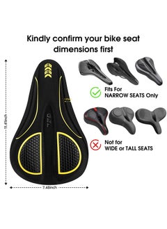 MSDADA MSDADA Bike Seat Cushion - Gel Bike Seat Cover Padded for Men & Womens Comfort, Soft Bicycle Saddle Compatible with Exercise Spin Stationary Bike, for Indoor and Outdoor Cycling (Yellow)  - Image 4