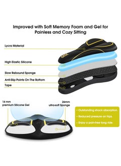 MSDADA MSDADA Bike Seat Cushion - Gel Bike Seat Cover Padded for Men & Womens Comfort, Soft Bicycle Saddle Compatible with Exercise Spin Stationary Bike, for Indoor and Outdoor Cycling (Yellow)  - Image 2