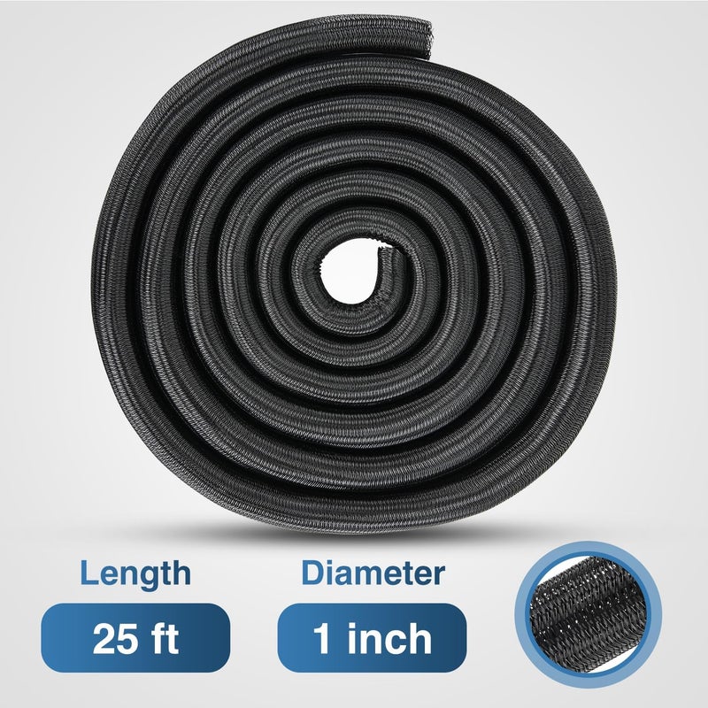 Nilight Cable Sleeve, 25ft-1inch Cable Management Sleeves, Braided Cable Sleeving, Split Self Wrapping Wire Loom for Computer Cable Electrical Wire Automotive Harness Protector Organizer, Black - Image 2