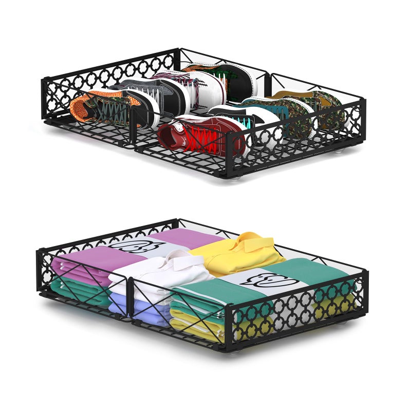 NADAMOO Under Bed Storage with Wheels, 2 Pack Rolling Under Bed Storage Containersï¼ŒFoldable Metal Under the Bed Organizer Bins for Bedroom Clothes Shoes Blankets - Image 1