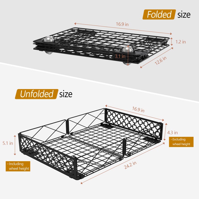 NADAMOO Under Bed Storage with Wheels, 2 Pack Rolling Under Bed Storage Containersï¼ŒFoldable Metal Under the Bed Organizer Bins for Bedroom Clothes Shoes Blankets - Image 2