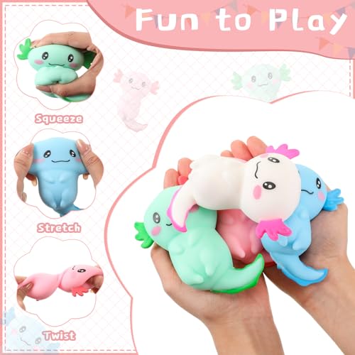 RoundFunny Axolotl Party Favors Sensory Fidget Toy Bulk Stress Relief Gifts Squeeze Axolotl Stress Balls Birthday Goodie Bag Stuffers(28 Pcs) - Image 3