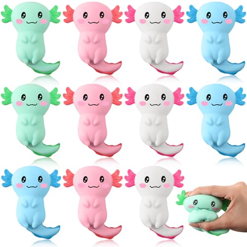 RoundFunny Axolotl Party Favors Sensory Fidget Toy Bulk Stress Relief Gifts Squeeze Axolotl Stress Balls Birthday Goodie Bag Stuffers(28 Pcs) - Image 1