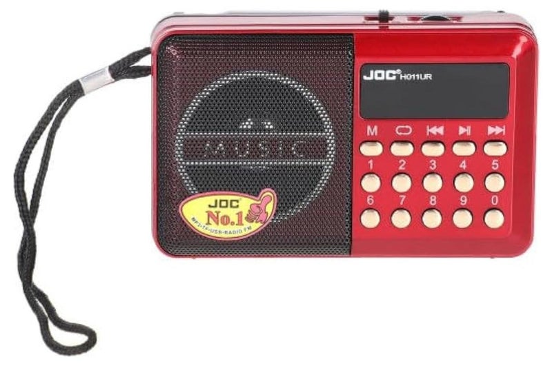 جوك راديو اف ام محمول، صوت ستيريو، اشارة نقية قوية، مضبوط على فلاش وذاكرة ومكبر صوت، H011UR احمر - Image 1